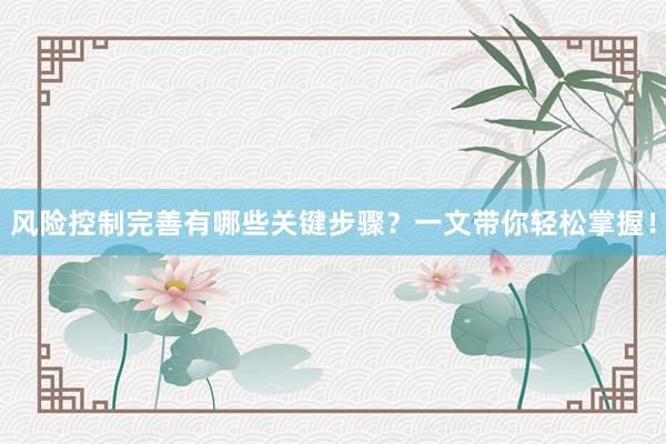 风险控制完善有哪些关键步骤？一文带你轻松掌握！