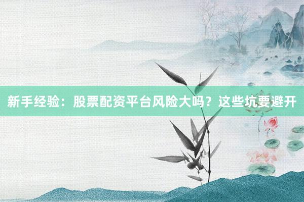 新手经验：股票配资平台风险大吗？这些坑要避开