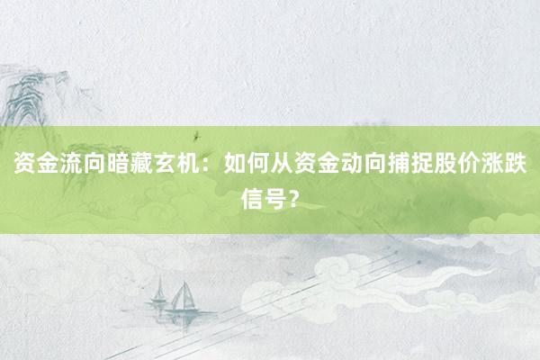 资金流向暗藏玄机：如何从资金动向捕捉股价涨跌信号？